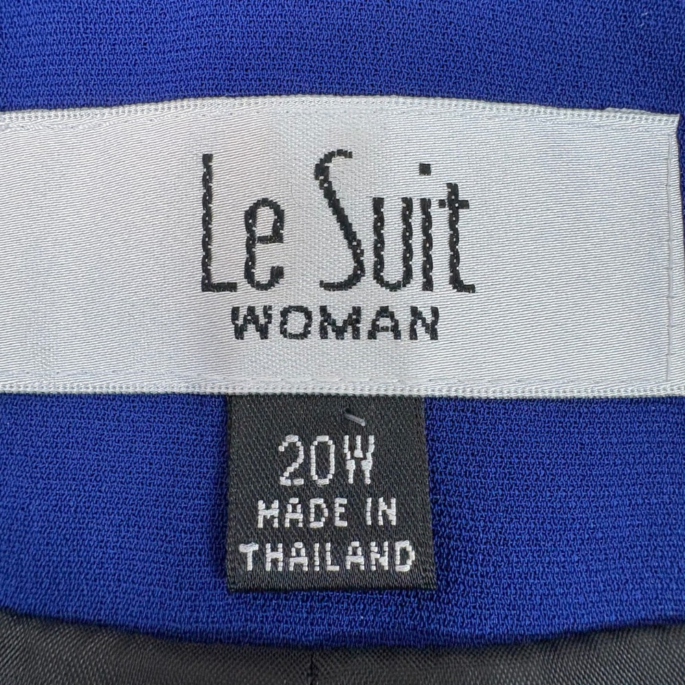 Le Suit Woman Blazer 20W Blue Black Colorblock Button Front Professional Jacket - Picture 4 of 11